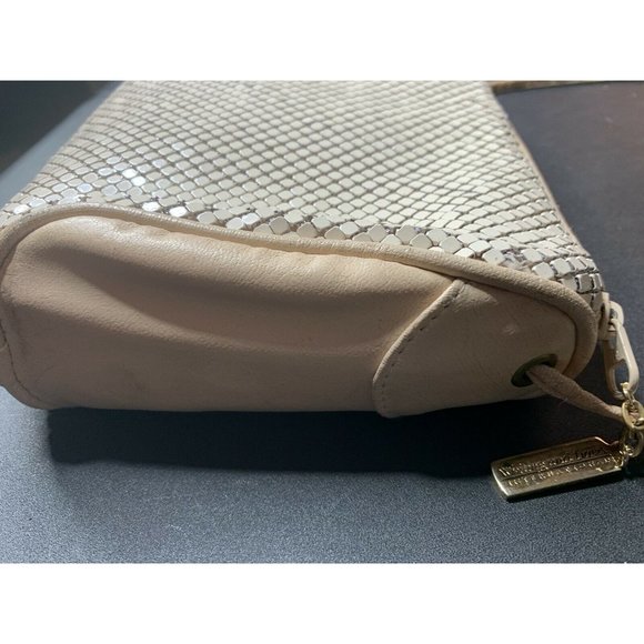 VTG Whiting & Davis Leather Crossbody Purse Bag Ivory Mesh Metal Zip Sma… - Picture 7 of 8